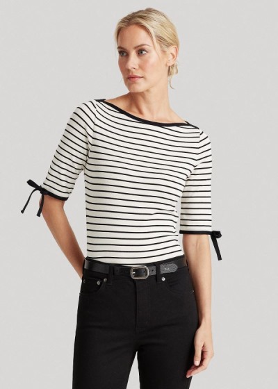 Women's Ralph Lauren Striped Cotton-Blend Tops | 109435DJI